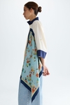 Print twill asymmetric oversize shirt
