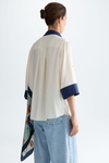 Print twill asymmetric oversize shirt