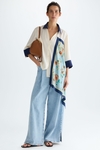 Print twill asymmetric oversize shirt