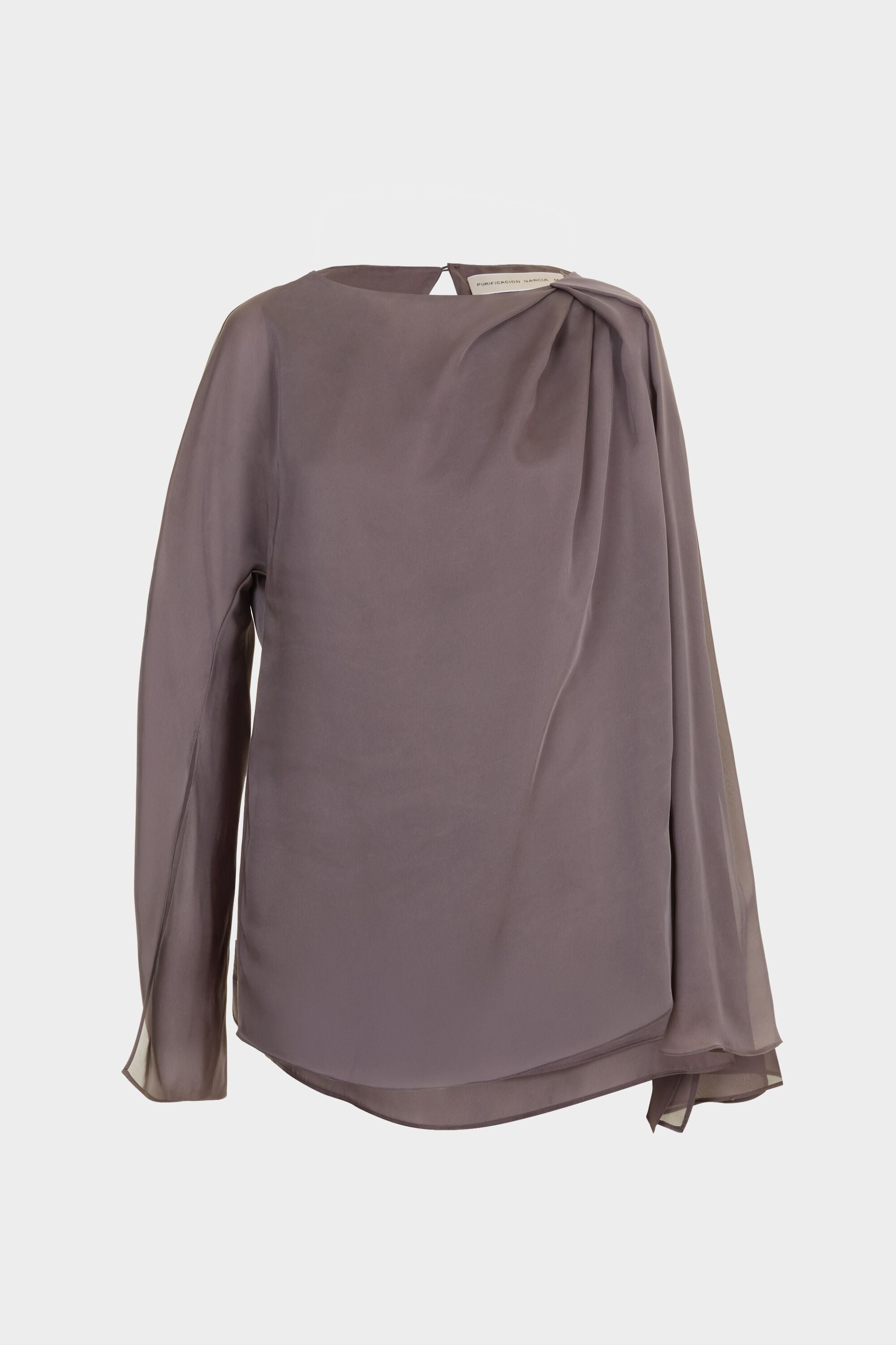 Asymmetric chiffon oversize top lead grey - Purificacion Garcia