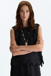 Cubes crepe straight-fit top
