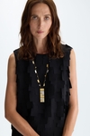 Cubes crepe straight-fit top