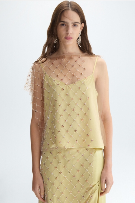 SATIN TULLE A-LINE TOP WITH BEADS