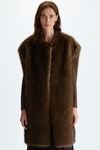 Faux-fur oversize long gilet