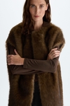 Faux-fur oversize long gilet