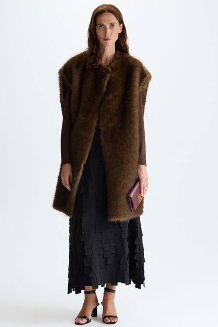 FAUX-FUR OVERSIZE LONG GILET