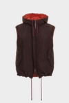 Hooded quilted nylon reversible gilet