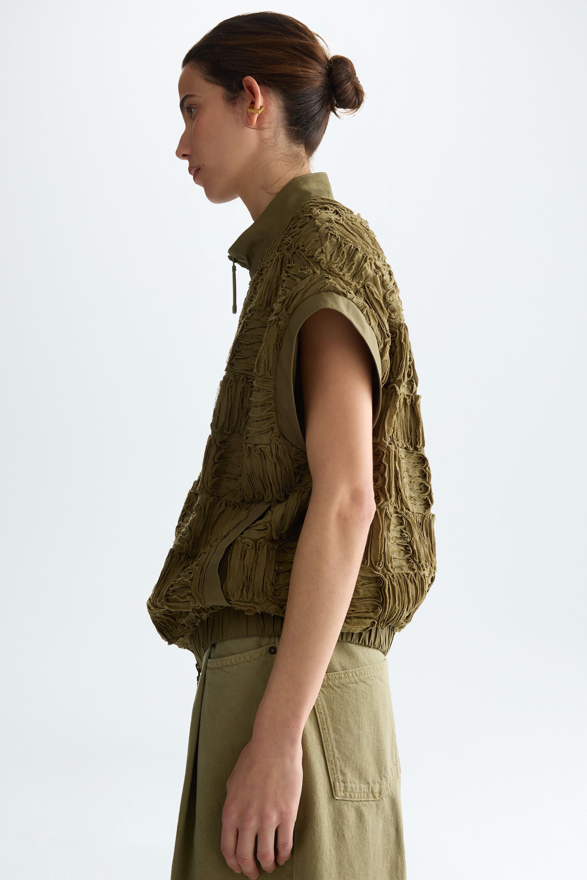 Cubes cotton oversize gilet green - Purificacion Garcia United States