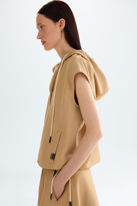 HOODED LINEN COCOON-FIT TOP
