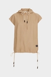 Hooded linen cocoon-fit top