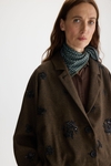 Embroidered bird's eye weave oversize short jacket