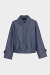 Denim-effect linen A-line jacket