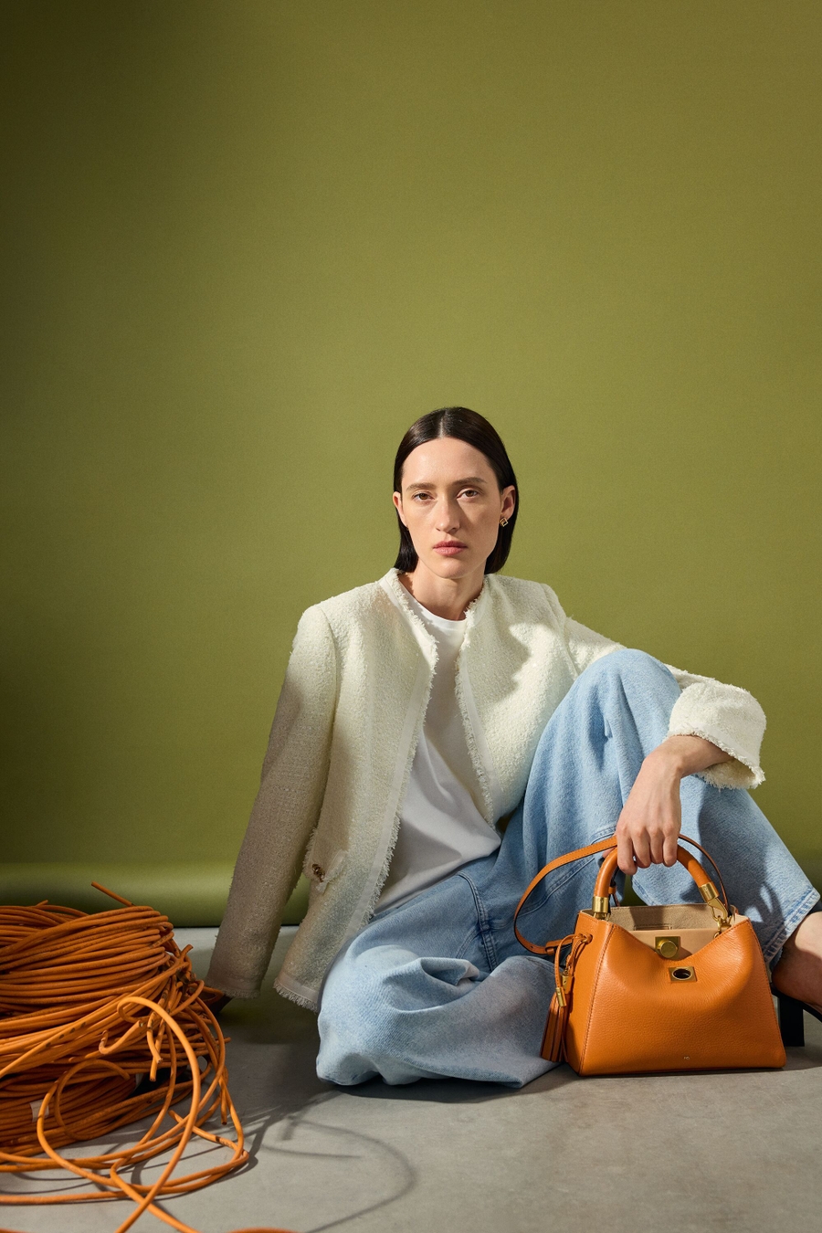 WEAVE STRAIGHT-FIT JACKET WITH CUBE CHAIN