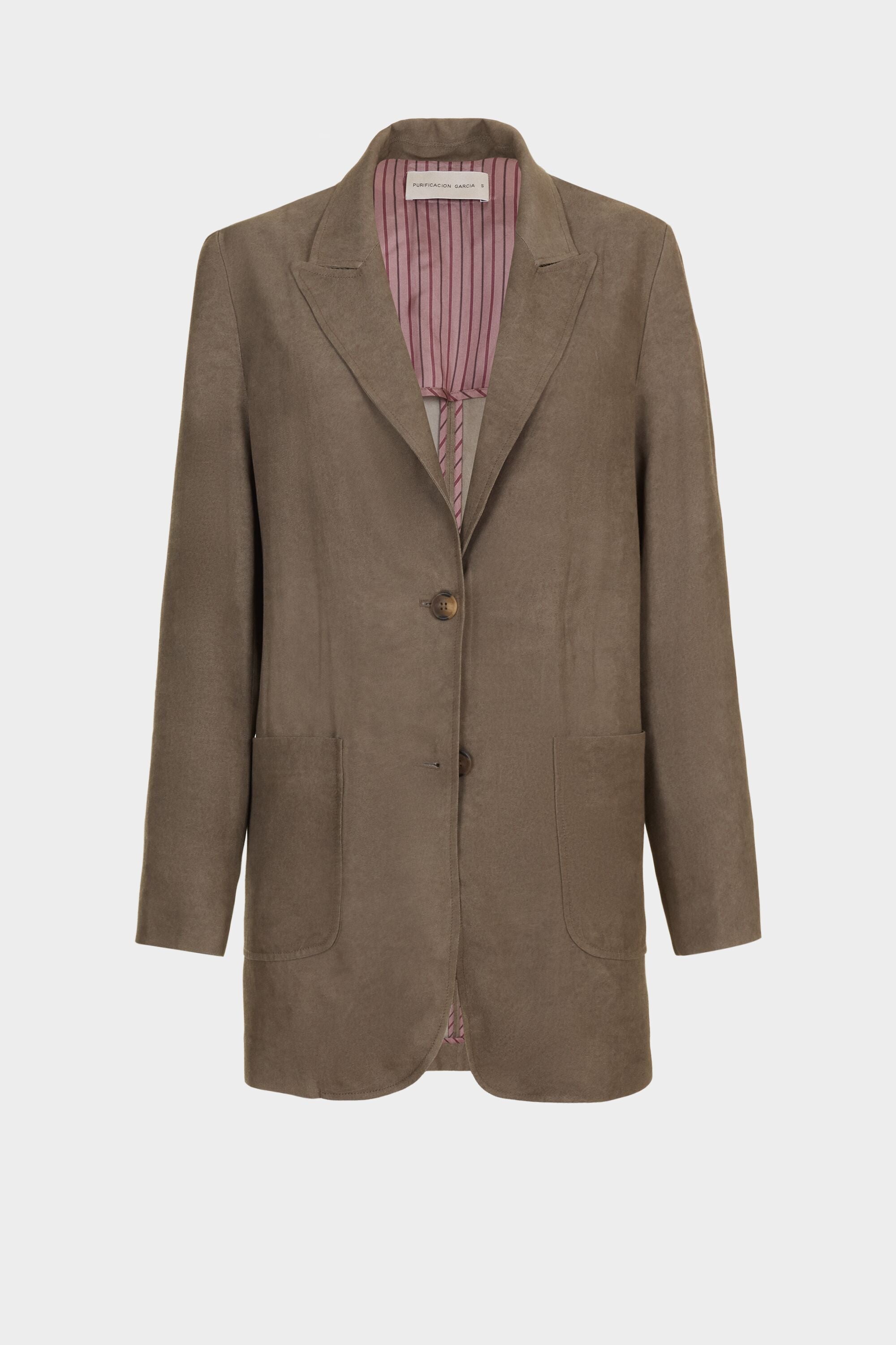   linen tailored jacket テーラード Linen straight-fit tailored jacket tobacco brown - Purificacion