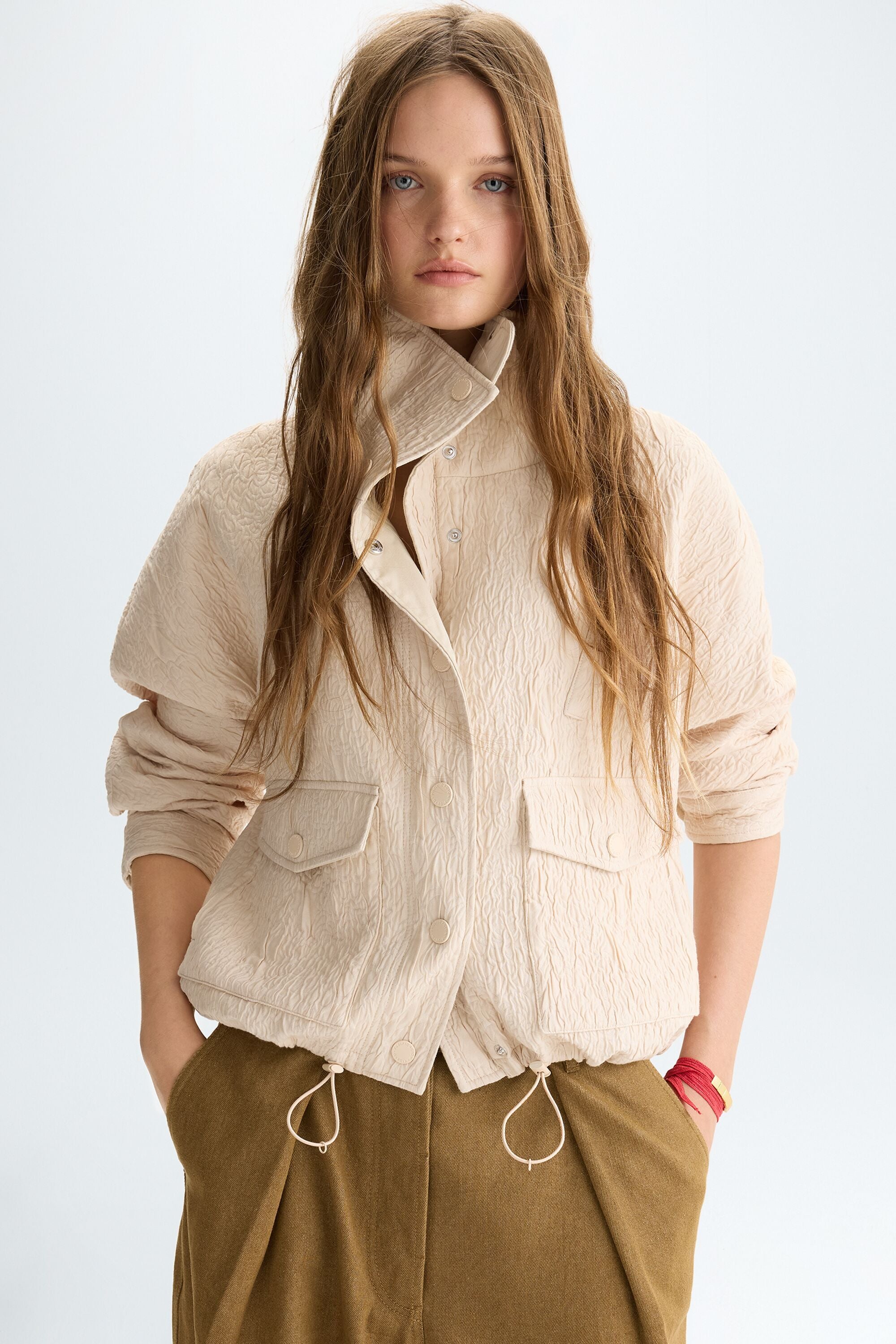 Jacquard bomber-style coat sand - Purificacion Garcia Sweden