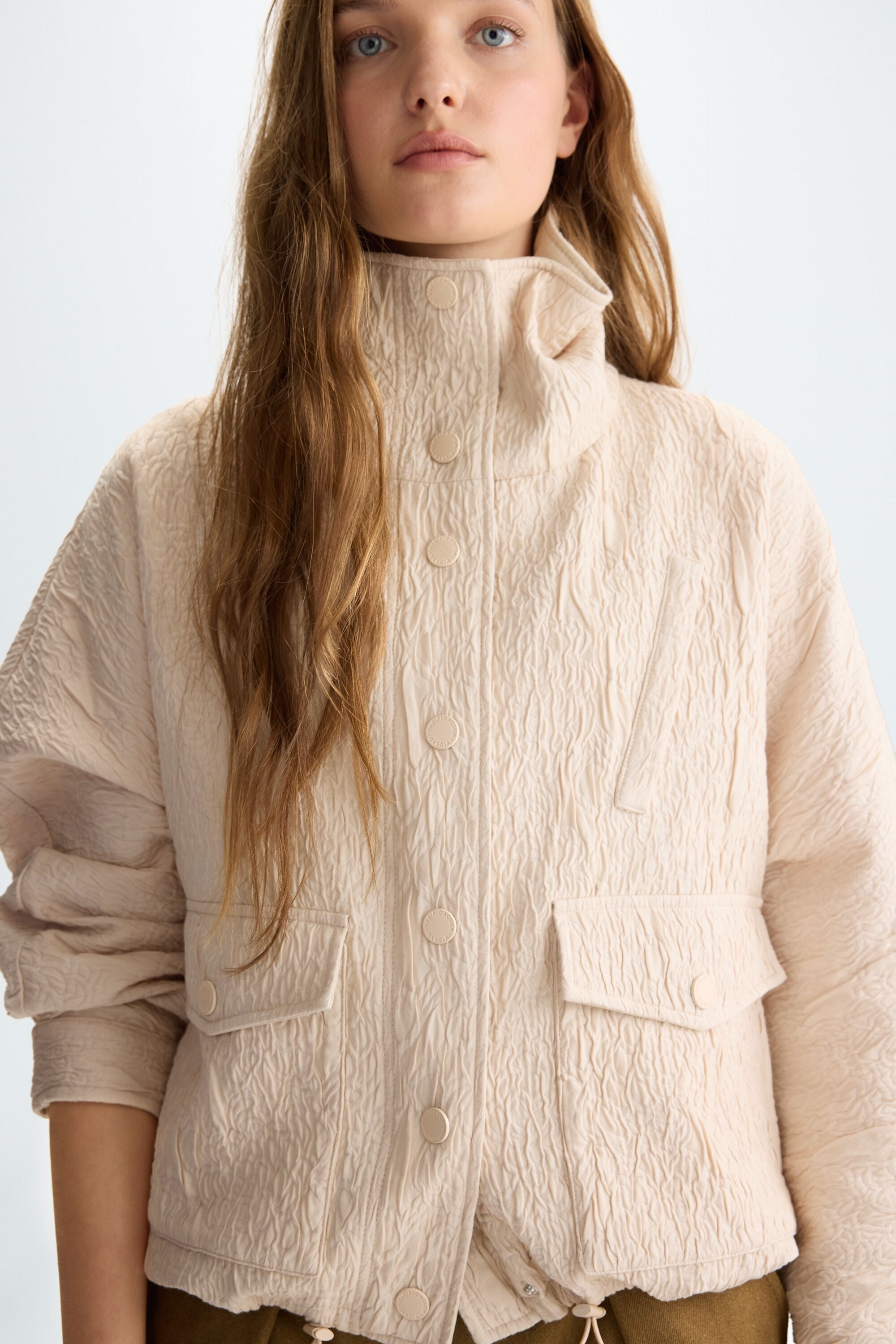 Jacquard bomber-style coat sand - Purificacion Garcia Sweden