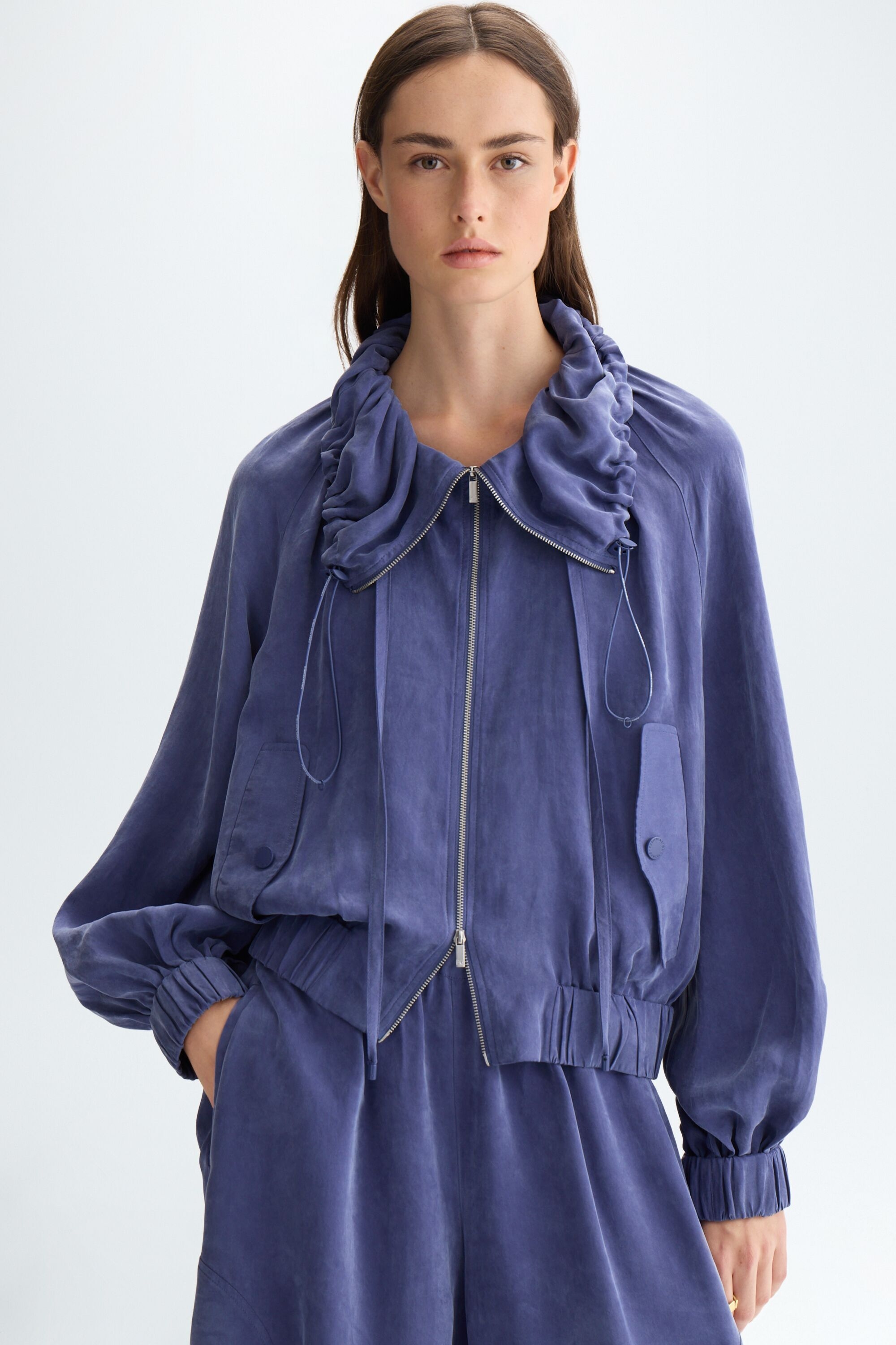 Cupro oversize bomber jacket