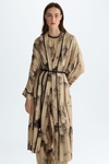 Embroidered jacquard midi dust coat