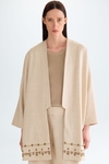 Embroidered linen dust coat