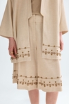 Embroidered linen dust coat