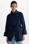 Nylon A-line coat with belt