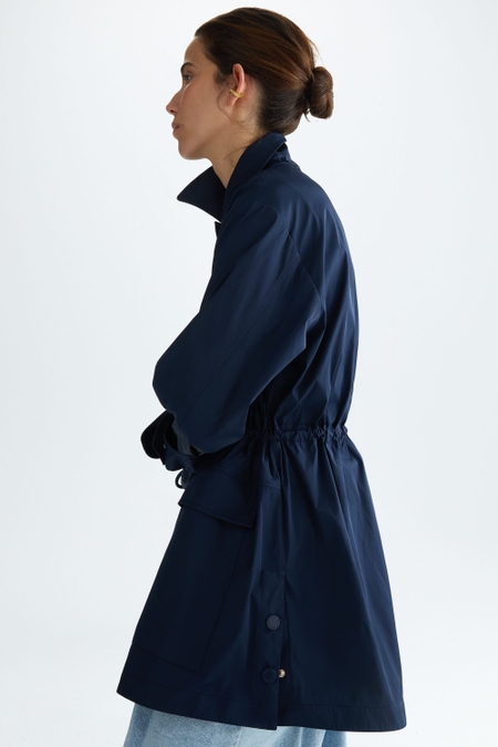 NYLON A-LINE COAT WITH BELT