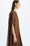 Sequinned weave A-line long cape