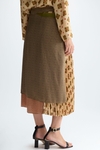 Geometric print twill asymmetric skirt