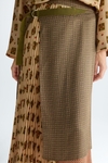 Geometric print twill asymmetric skirt