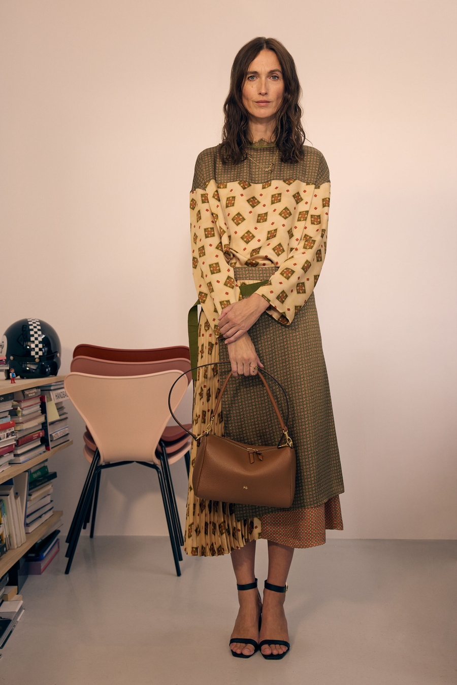 GEOMETRIC PRINT TWILL ASYMMETRIC SKIRT