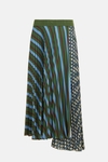Margacubo striped prints twill pleated skirt