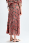 Chequered print twill pleated skirt