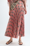 Chequered print twill pleated skirt