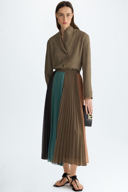 GEORGETTE PLEATED MIDI SKIRT