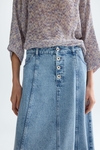 Denim A-line midi skirt