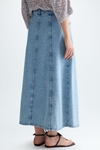 Denim A-line midi skirt