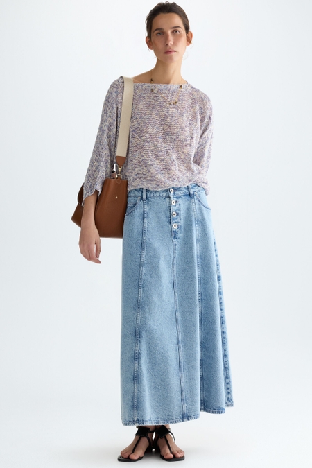 DENIM A-LINE MIDI SKIRT