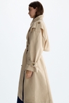 Cotton twill A-line midi trench coat