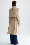 Cotton twill A-line midi trench coat