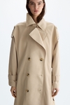 Cotton twill A-line midi trench coat