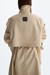 Cotton twill A-line midi trench coat