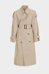 Cotton twill A-line midi trench coat
