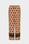 Print velvet straight-leg pyjama-style trousers