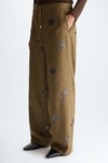 Sequinned cool wool effect pyjama-style trousers