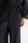 Denim-effect tencel straight-leg pyjama-style trousers