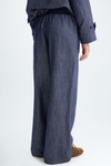 Denim-effect linen straight-leg trousers