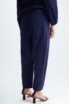 Seersucker cotton barrel-leg trousers