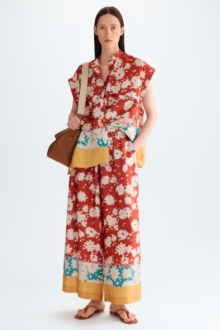 DIWALI PRINT TWILL WIDE-LEG TROUSERS