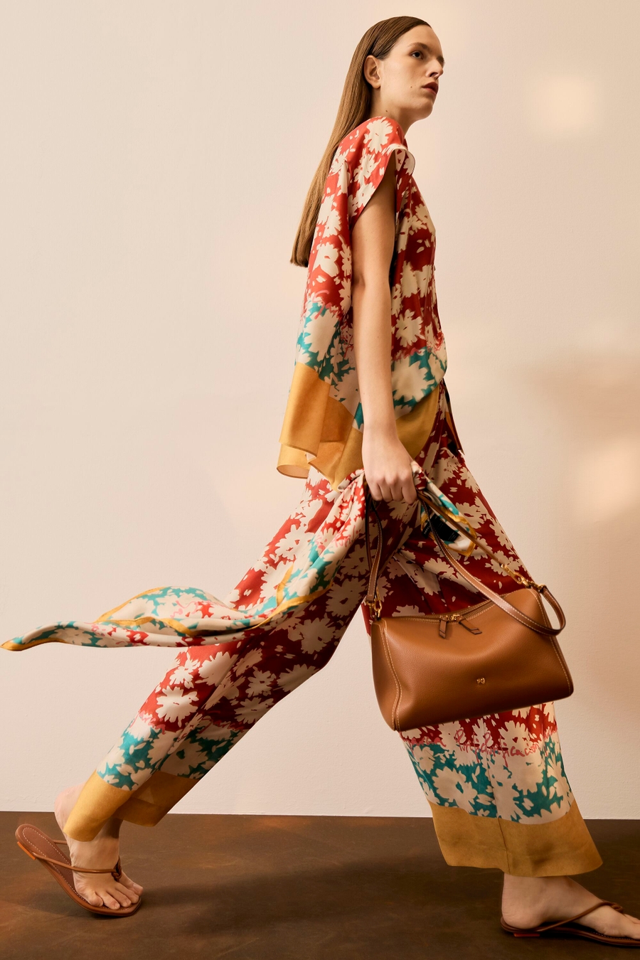 DIWALI PRINT TWILL WIDE-LEG TROUSERS