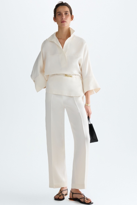 PLEAT STRAIGHT-LEG TROUSERS